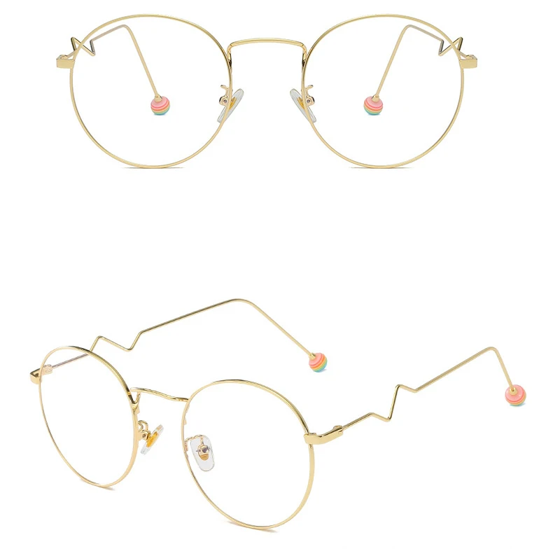 New Finished Myopia Glasses Metal Frame Pearl Candy Color Eyeglasses Anti Blue-ray Nearsighted Glasses-1.5-3-4.5 Student - Цвет оправы: Золотой