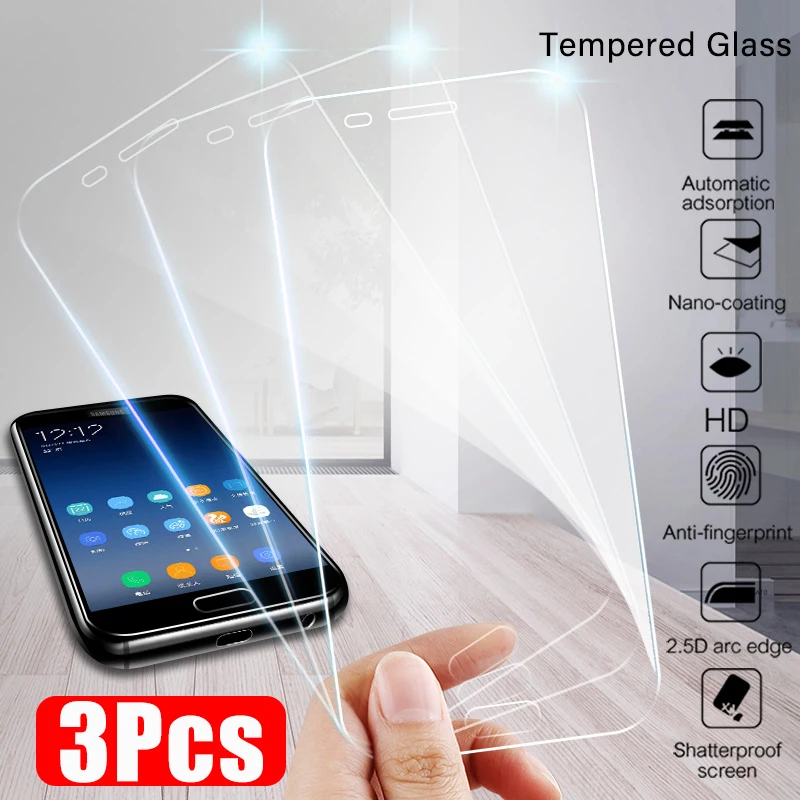 

3-1Pcs Protective Glass For Samsung Galaxy A7 A8 Plus 2018 Tempered Glass For Samsung A5 A3 A7 2017 J7 J5 2016 Screen Protector