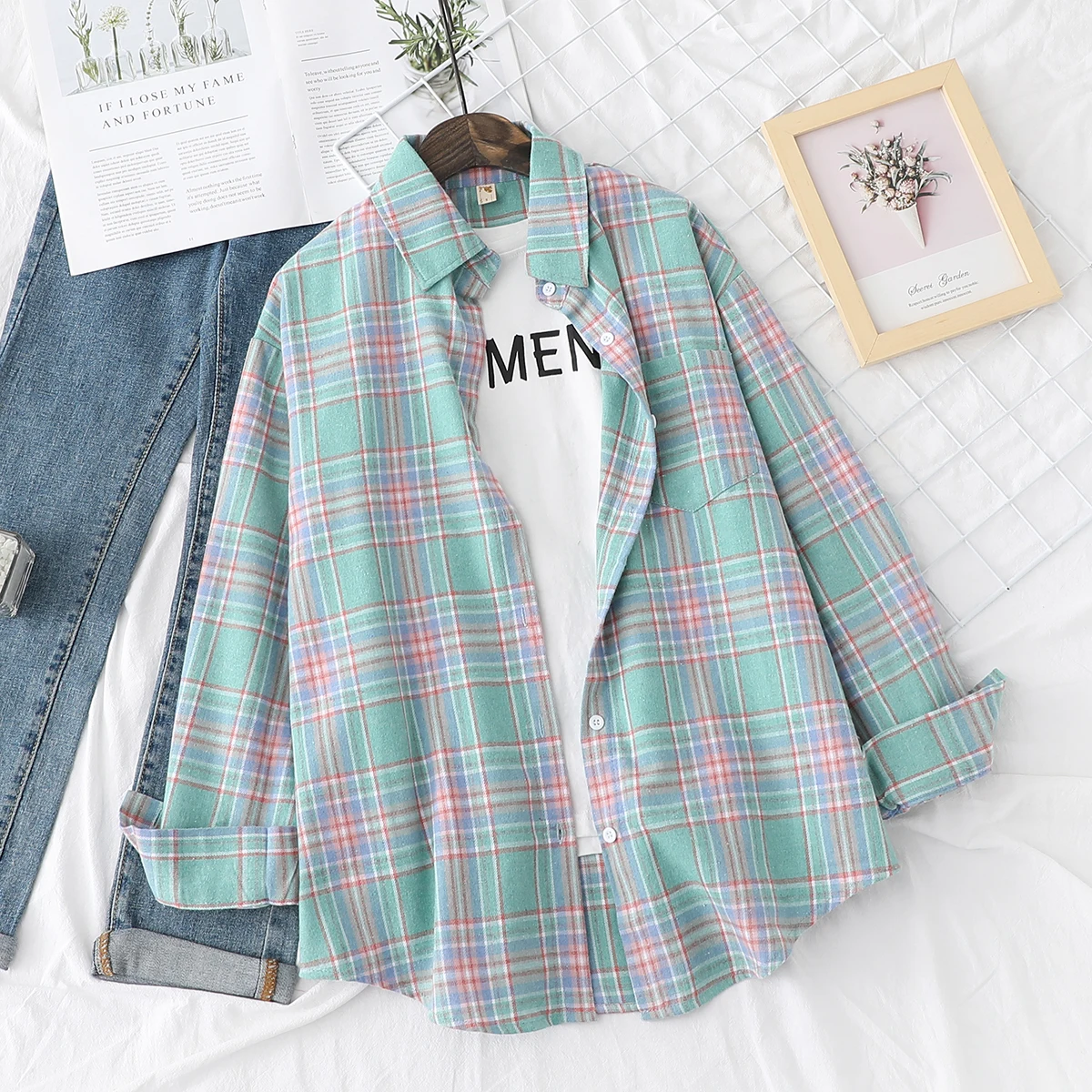 Chic Women's Plaid Loose Blouse - Autumn 2023 Collection