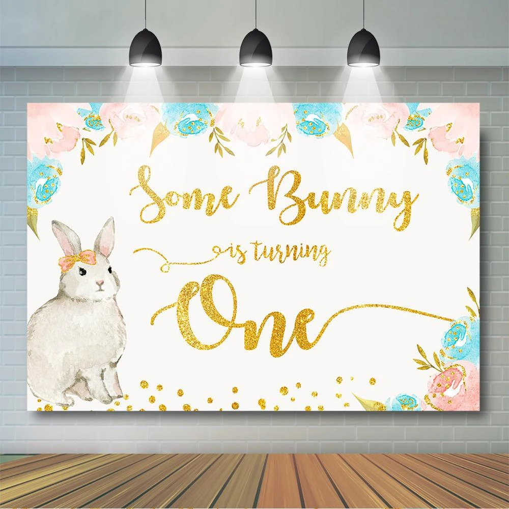 Decoration De Fete De 1er Anniversaire Pour Filles Lapin En Train De Tourner Banniere De Fete Arriere Plan Floral Pour Seance De Printemps Aliexpress