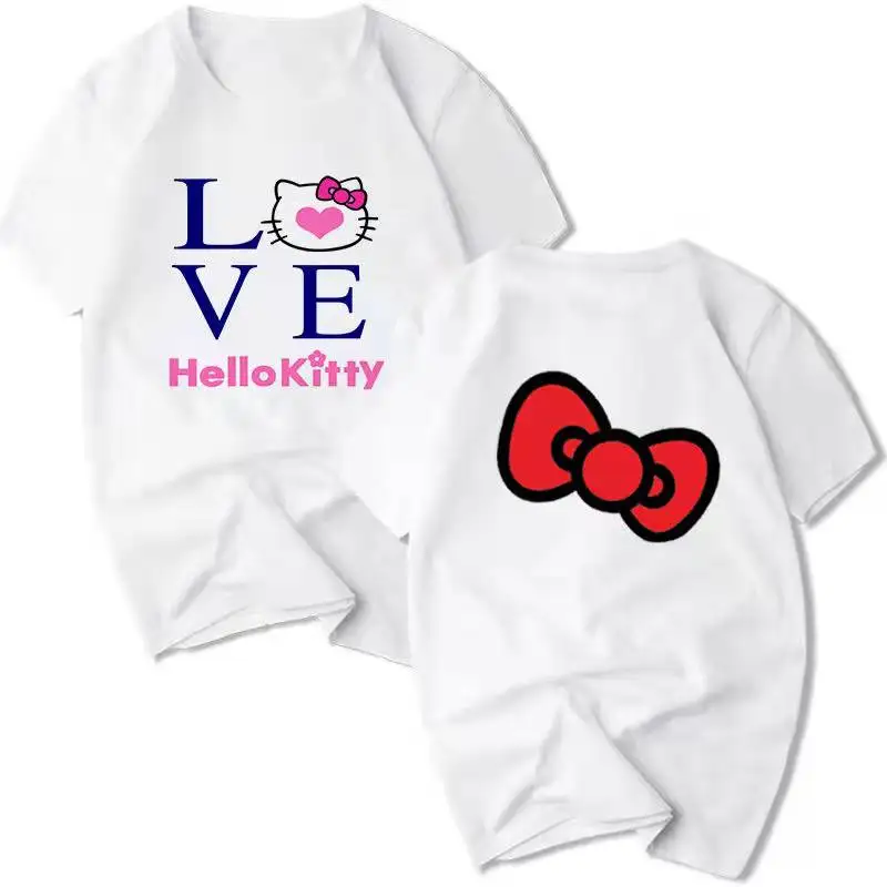 thumbnail image 1 of Hello Kitty, nueva Camiseta deportiva informal de manga corta con estampado de dibujos animados para primavera y verano para niños y niñas, camisetas grandes para niños, 1 of 5