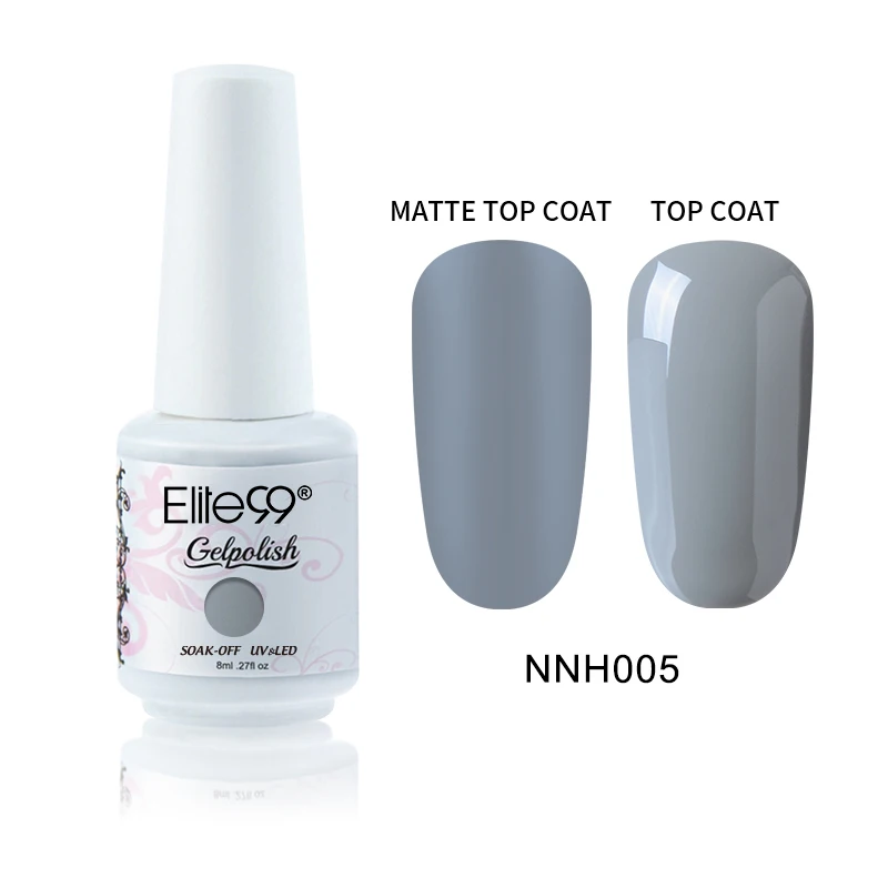 Elite99, 8 мл, матовый серый цвет, Гель-лак, Полупостоянный лак для ногтей, УФ-лак, не впитывается, для маникюра, гибридный лак, геллак, эмаль - Цвет: NNH005