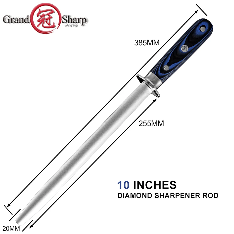 10 인치 다이아몬드 칼갈이 막대, 주방 칼 액세서리 숫돌 스틱 스테인레스 스틸 숫돌 도구