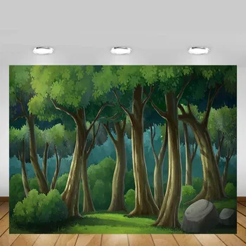 

Mehofond Painting Forest Photo Backdrop Green Tree Grass Baby Birthday Portrait Photography Background Photo Studio Photocall