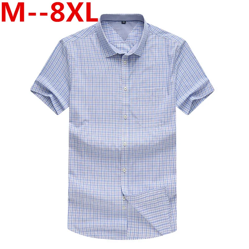 Мужская классическая рубашка 10XL 8XL 6X с коротким рукавом Тонкая Повседневная