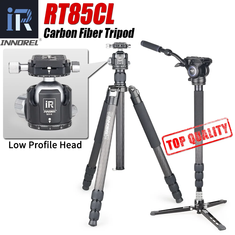 

RT85CL Carbon Fiber Professional Tripod Monopod Panoramic Low Gravity Center Ball Head Video Fluid Head for Digital DSLR Camera