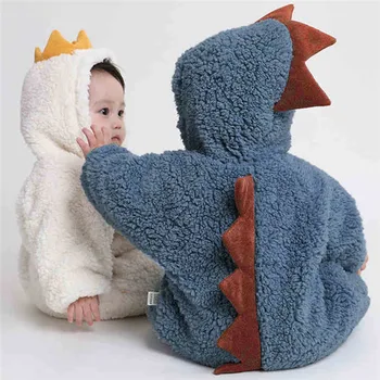 

Baby winter jumpsuit Infant Baby Boys Girls Cartoon Dinosaur Fleece Hoodie Romper Clothes Jumpsuit #4D03