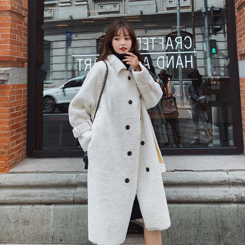 

Photo Shoot 2019 Winter Woolen Cloth Delicate Soft Lambs Wool Warm Thick Slimming Wool Duffle Coat WOMEN'S Coat Women's