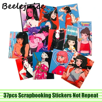 

37pcs Vintage sweetheart beauty girls Stickers Skateboard Guitar Suitcase Girls Waterproof scrapbooking Kids Graffiti Toys gifts