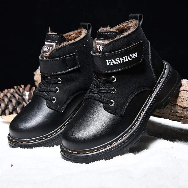 New Trend Baby Boy Martin Boots Casual Children Shoes Brown Kids Boy Winter Boots Fashion Big Boys Leather Boots for Children