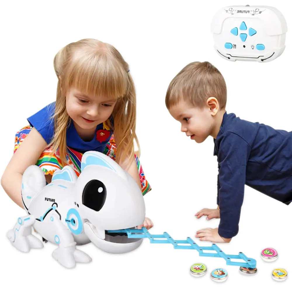 

RC Predation Chameleon Toy Remote Control Electric Extendable Tongue Chameleon with LED Lights Gifts for Kids