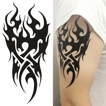 

Black Flame Totem Flower Tattoo Sticker Tattoos Disposable Tattoo Sticker Environmental B6O6