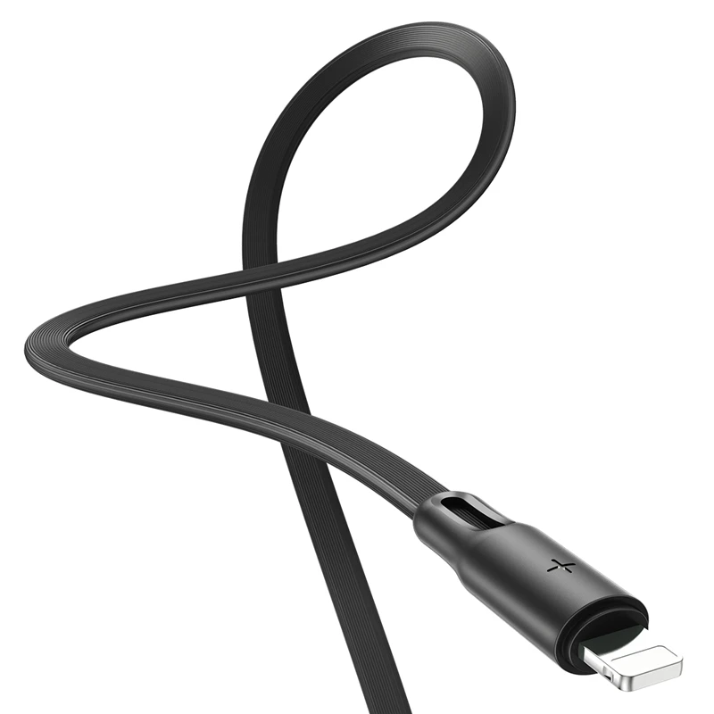ROCK USB кабель для iPhone X XR 2.4A Быстрая зарядка и синхронизация данных плоский кабель для мобильного телефона для iPhone 8 7 6 6s plus iPad провод шнур - Цвет: Black
