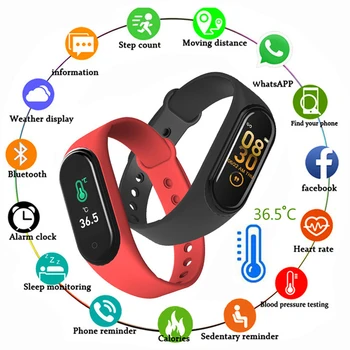 

M4 Pro Smart Watch Bracelet IP68 Waterproof Body Temperature Monitors Fitness Tracker Smartband Fitness