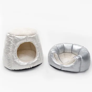 

Cat Supplies Washable Winter Thick Pet House Soft Space Capsule Keep Warm Cat Nest Semi-closed Cat Bed Villa Pet Supplies