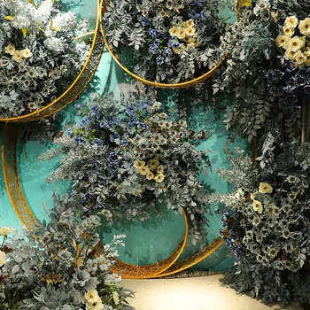 

Dreamy Blue Color Wedding Imitation Flowers Collocation Scene Lobby Decoration Ceiling Arch Artificial Flower Wedding Floral
