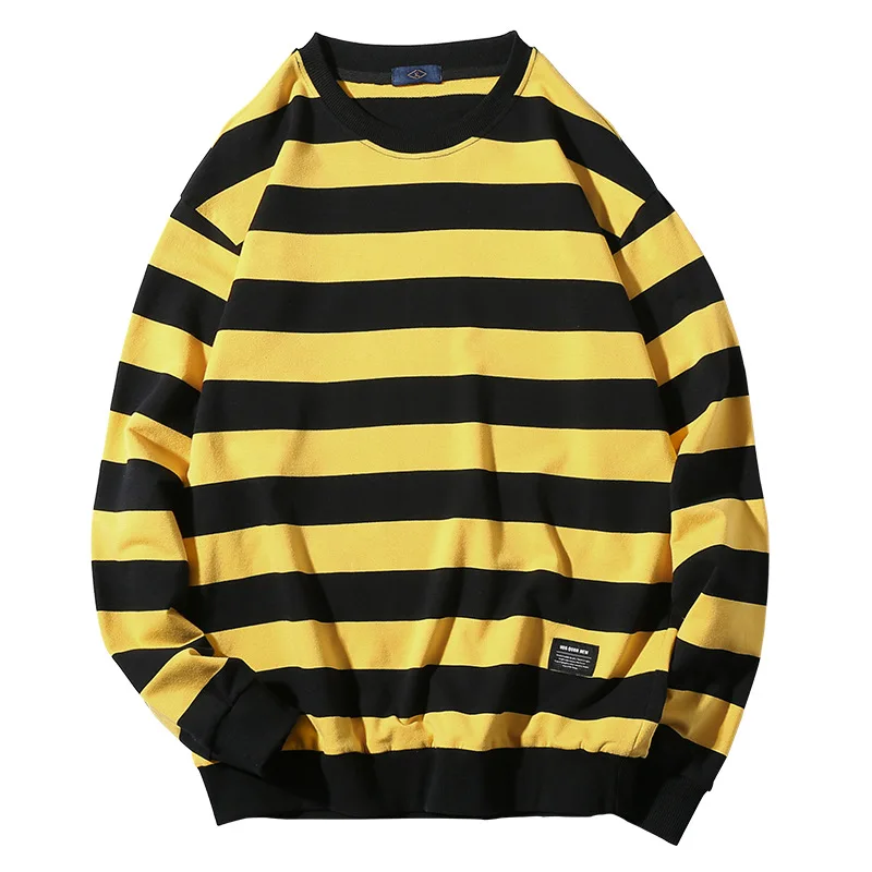 2019 New Autumn O-Neck Color Patchwork Striped Print Men's Pullovers Sweater Casual Fashion Full Sleeve Kintted Sweaters