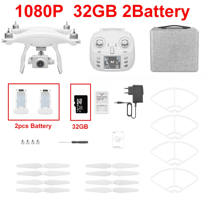 WL XK X1 Дрон gps двухосевой карданный стабилизатор 5G WiFi 1080P HD камера дроны Профессиональный Радиоуправляемый квадрокоптер Дрон VS F11 pro SG906 X6 - Цвет: 1080P 32GB 2battery