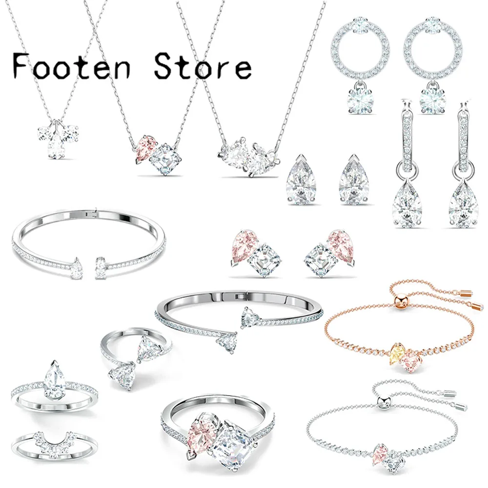 Женский ювелирный комплект из браслета и кольца с кристаллами | Украшения