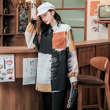 

Korea Fall 2020 Womens Tops And Blouses Color Block Long Sleeve Button Down Shirt Loose Top Korean Fashion Clothing Z033