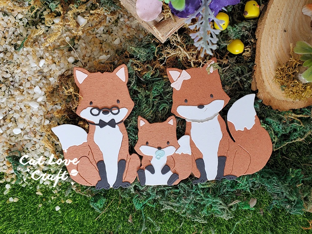 Catlove 가족 여우 동물 금속 절단 Scrapbooking 금형 스텐실 죽을 잘라 DIY 공예 엠보싱 새로운 다이 2022