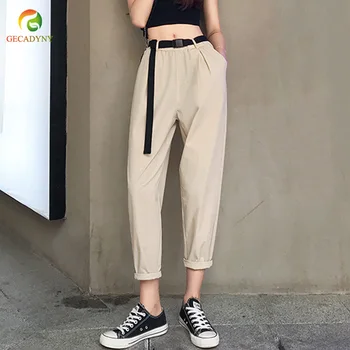 

High waist casual pants camouflage loose joggers women harem pants streetwear punk black cargo pants women capris trousers