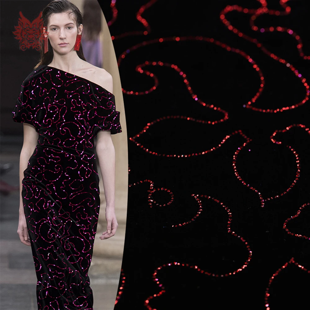 Американская Осенняя Роскошная стильная красная фиолетовая бронзовая вискозная шелковая бархатная ткань для Леди вечернее платье cheongsam tissu telas SP5892