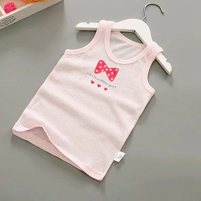 pink knot Летняя детская Милая майка для мальчиков и девочек, топы для малышей, детский жилет, хлопковый сетчатый жилет без рукавов для малышей - Цвет: pink knot
