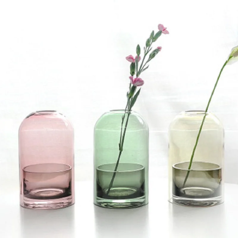 2 в 1 скандинавском стиле современная простая разноцветная стеклянная ваза или стеклянные подсвечники идеальные декоративные подсвечники для дома и офиса