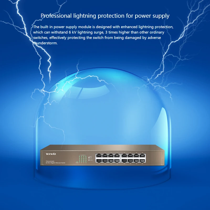 Tenda TEG1016D 16 портов Gigabit Ethernet Switch, 10/100/1000Mpbs Ethernet сетевой коммутатор, Auto MDI/MDIX