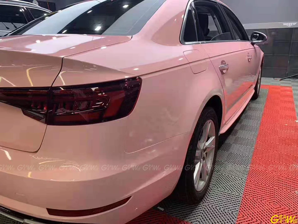 High-end Glossy Rouge Pink Vinyl Wrap Film With Air Bubble Free Rouge Pink Gloss Car Wrapping Sticker 1.52*18M/Roll