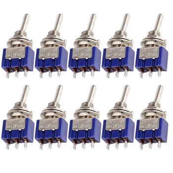 

Mini MTS-102 3-Pin SPDT ON-ON 6A 125VAC Toggle Switches For Switching Lights Motors Mayitr 10PCS