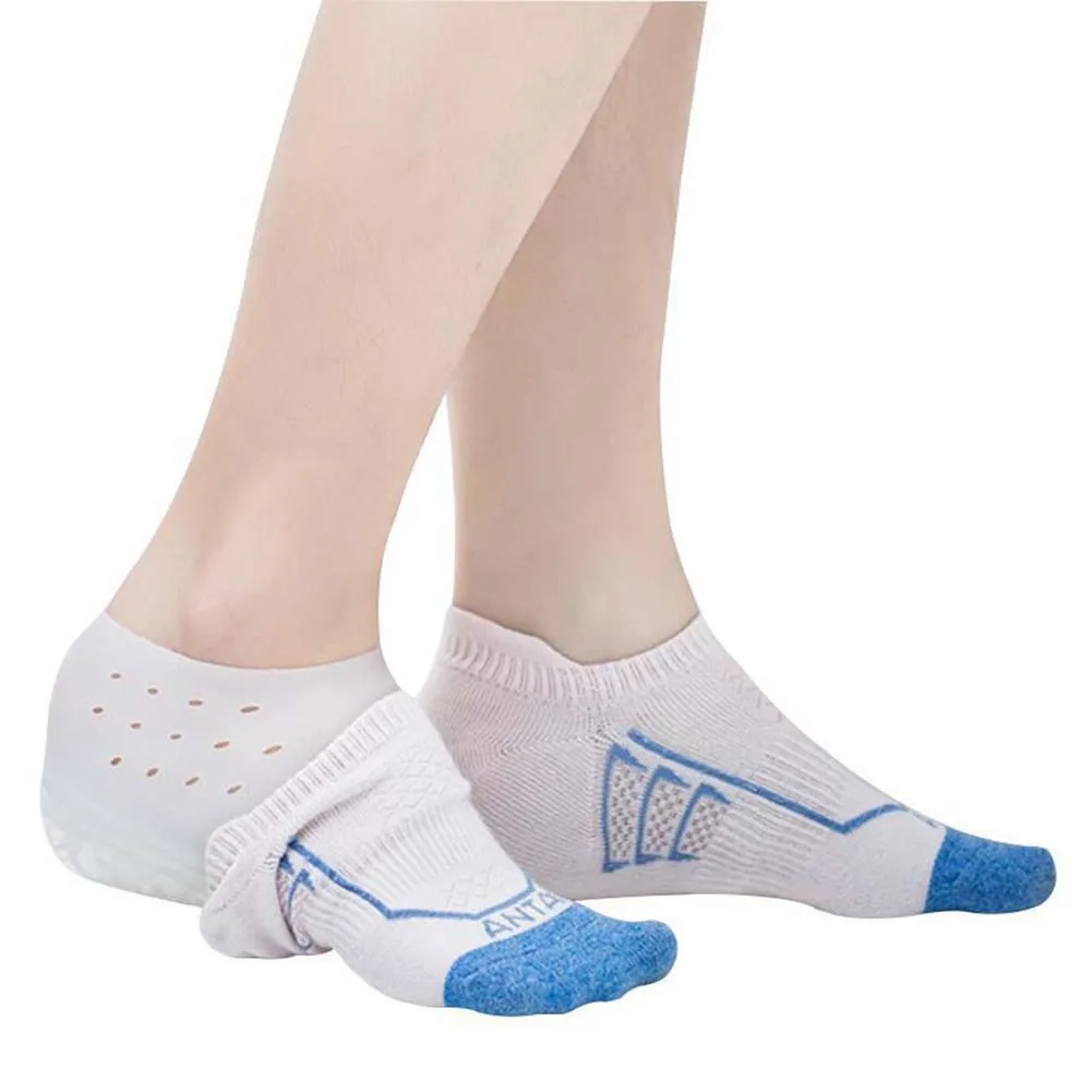 Прочные силиконовые стельки; износостойкие стельки для ног; унисекс; невидимые носки для увеличения роста; нескользящие накладки на пятку; - Цвет: Белый
