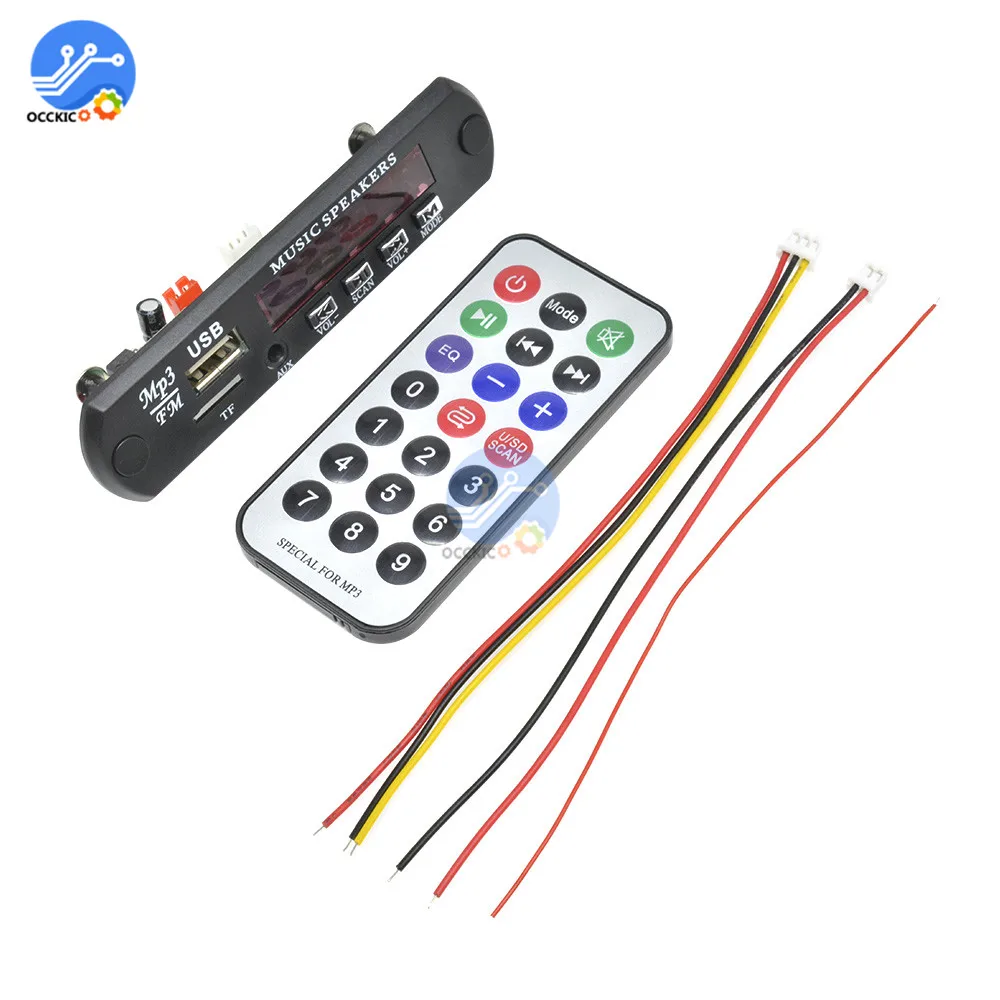 Car MP3 Decoder Board TF Card Radio FM USB Aux MP3 Music Player with LCD Screen Remote Control for Car Speaker DIY