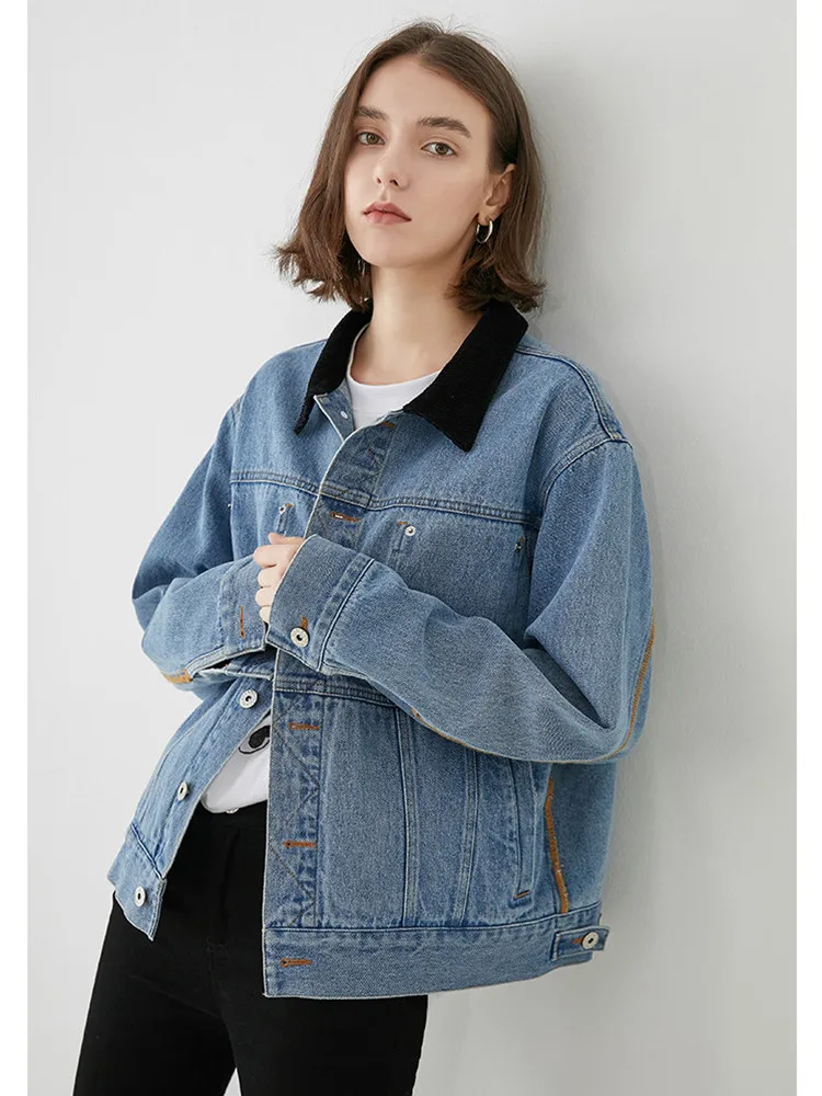 Ropa mujer invierno Женская весенне-осенняя винтажная Короткая Повседневная Свободная джинсовая куртка из хлопка jaqueta moda feminina
