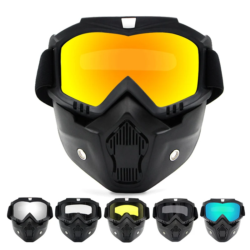 

Hot Sales Modular Mask Detachable Goggles And Mouth Filter Perfect for Open Face Motorcycle Half Helmet or Vintage Helmets