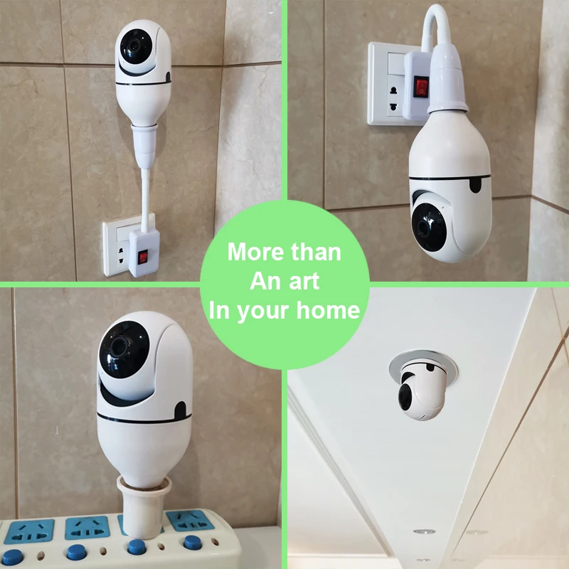 1080P Wifi Camera E27 Light Bulb Ycc365plus Mini PTZ HD Infrared Night Vision Two Way Talk Baby Monitor Home Security Smart View 4