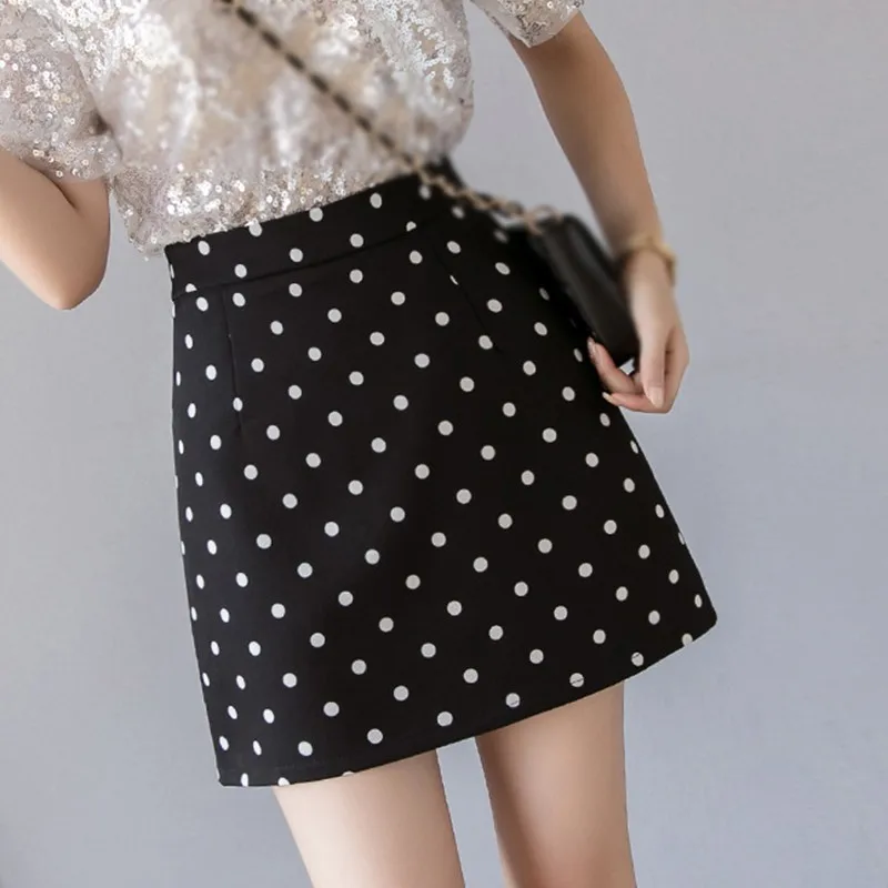 

High Waist Dots Printed Slim Aline Skirts Sweet Women Casual Summer Fashion Mini Skirt Harajuku