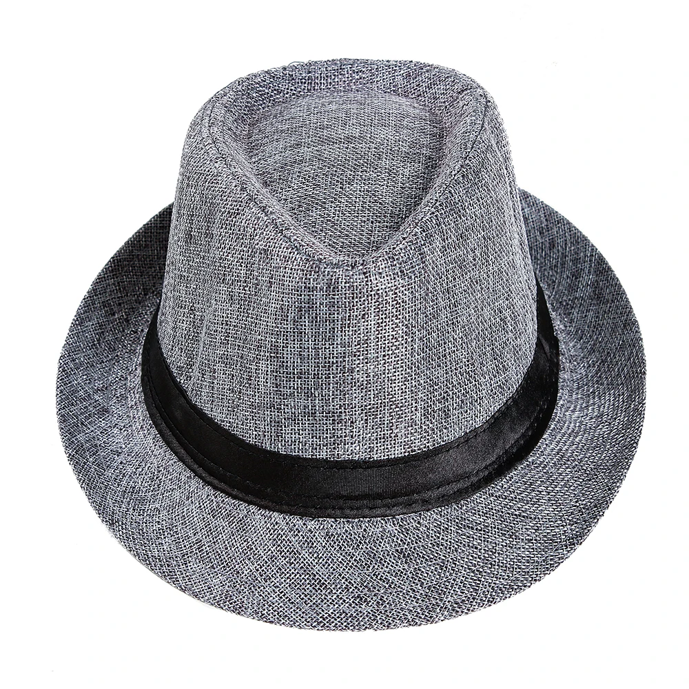 Классический Для мужчин льняная шляпа твердые шляпы с широкими полями Винтаж унисекс Для мужчин Для женщин Панама джазовая, шляпа ковбоя фетровая шляпка шерстяная Шапки Церковь Дерби шляпы с плоским верхом D40