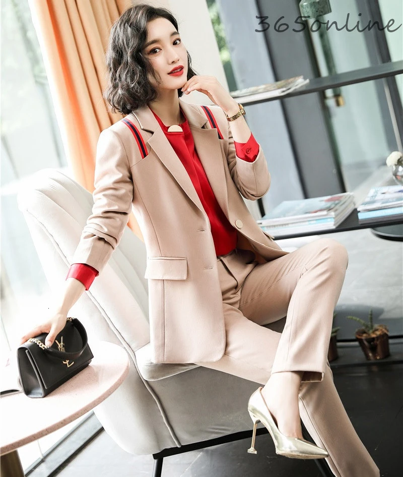 Formal Women Business Suits with 2 Piece Set Pants and Jackets Coat for Ladies Office Blazers OL Styles Professional Pantsuits