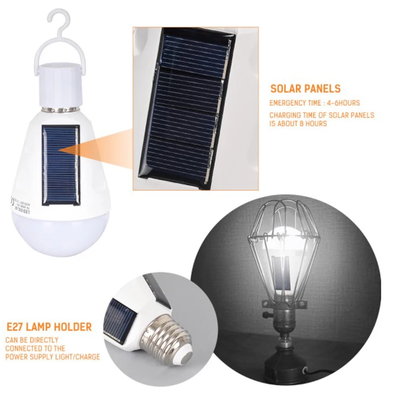 solar street light 1 / 2 / 4pcs AC85-265V Emergency Solar LED Bulb Solar Charging Travel Camping Hiking Fishing Outdoor Emergency Lamp 7W Bulb Hook indoor solar lights