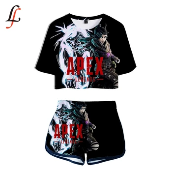 

New Apex legends 3D Sexy Two Piece Set short Sleeve short Tops And middle Waist Shorts Suits New Female Suit Two Piece