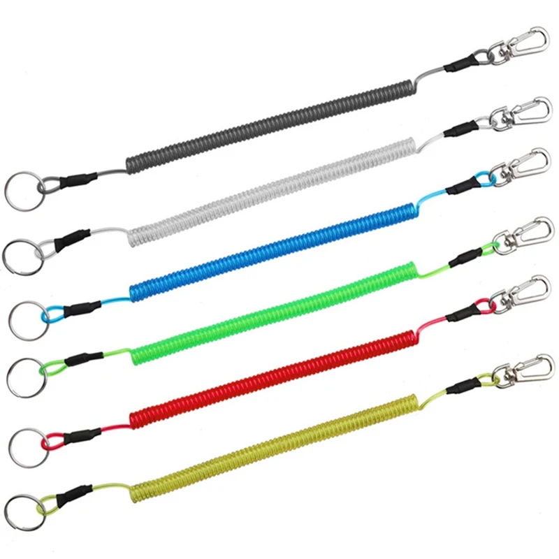 Key Lanyard Fishing Missed Rope Key Koord Key Chain Elastic Coil Stretch Tether Fashion Wire Spring Rope Lockable Metal Key Cord