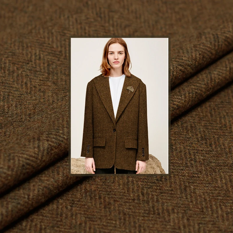 Перламутровый шелк, желтая пряжа в елочку, окрашенная шерстяная ткань, шерсть, материал, осенние женские костюмы, швейная ткань, портной