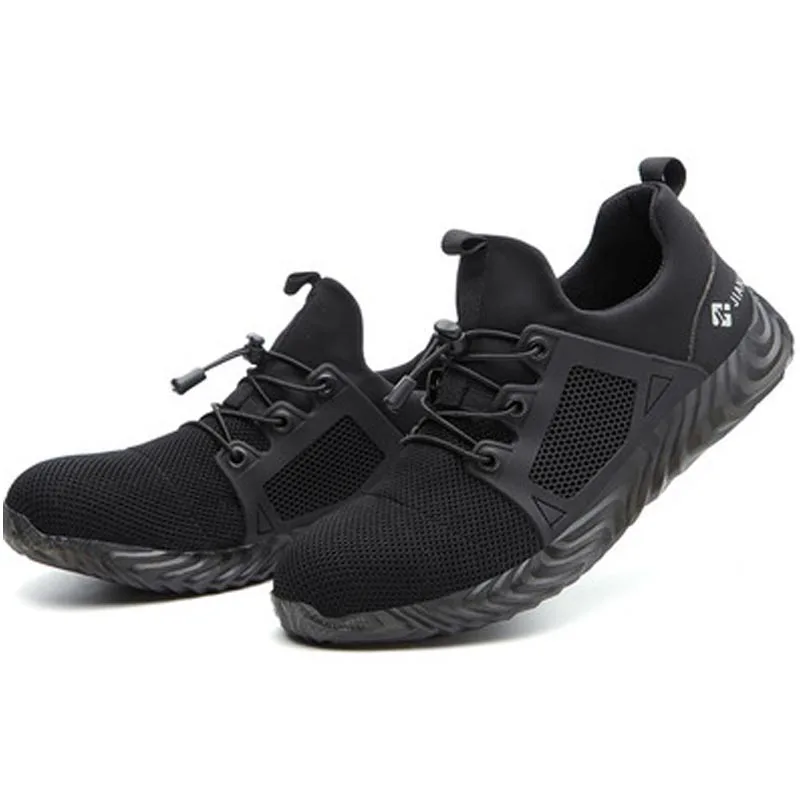 Черный Work Safety Men's Steel Toe Shoes Breathable Outdoor Casual Sneakers Comfortable Boots Puncture-proof Industrial Shoes for Men - Цвет: Черный
