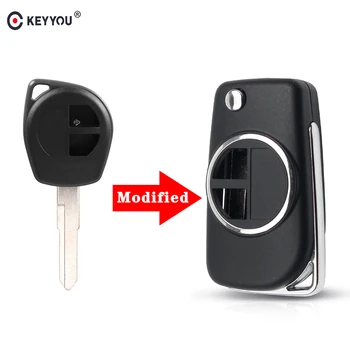 

KEYYOU 10x Modified Flip Car Remote Key Case Shell For SUZUKI SWIFT SX4 VITARA ALTO IGNIS JIMNY Splash 2 Buttons Metal Ring