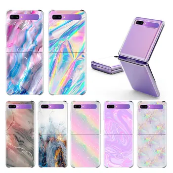 

Marble Collage Print Case For Samsung Galaxy Z Flip Hard Clear Plistic Phone Coque Split Folding Cover Fashion Capas