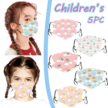 

5pc Children Mouth Face Mask Anime Cartoon Outdoor Cotton Mouth Masks Lovely Cute Reusable Adjustable Mascarilla Reutilizable