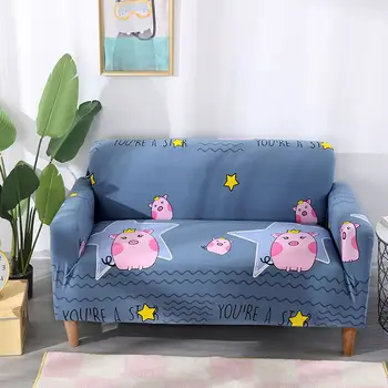 

Polyester Cartoon Pink Pig Sofa Couch Cover Cotton Covers for Living Room Decor Elastic Stretch L Shape Armchair Sofa Slipcovers