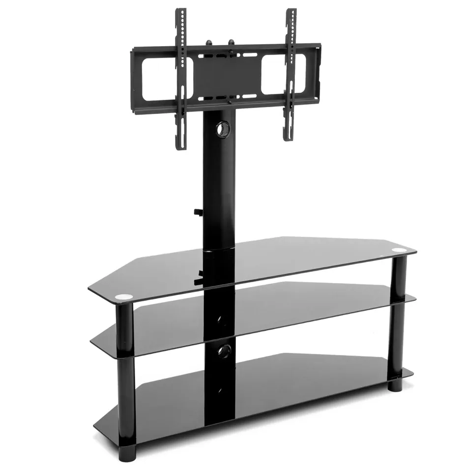 TV Stand Modern Black Glass Unit up to 50" inch HD LCD LED Curved TVs 100cm 